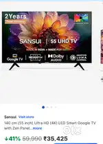 Sansui led 55 inch 4k complete new