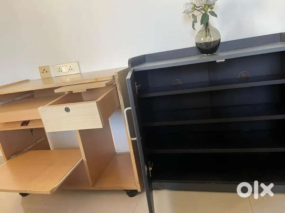 Movable Computer study table and Shoe rack