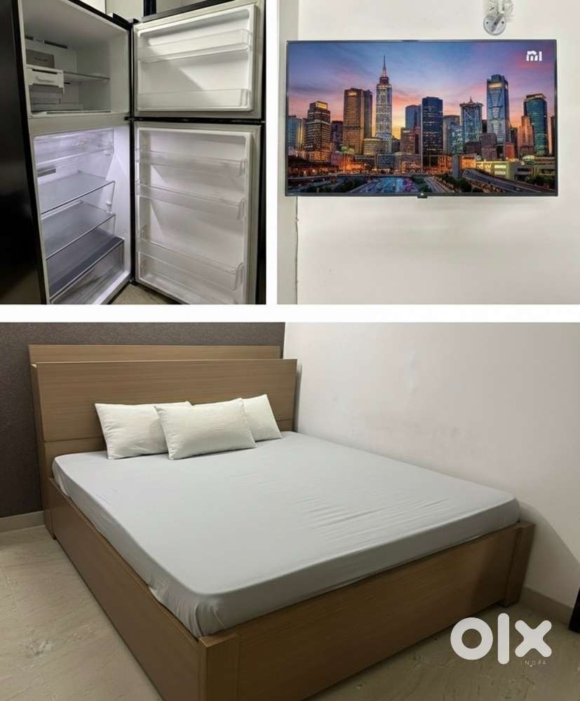 LG ThinQ Refrigerator, Queen size Bed (Storage), & Smart TV