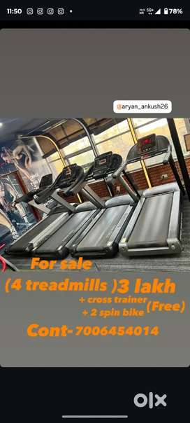For sale (4 treadmills 2 cross trainer 3 spin bikes) in gud condition