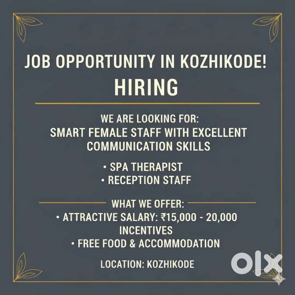 Urgent hiring - Spa Receptionist and therapist