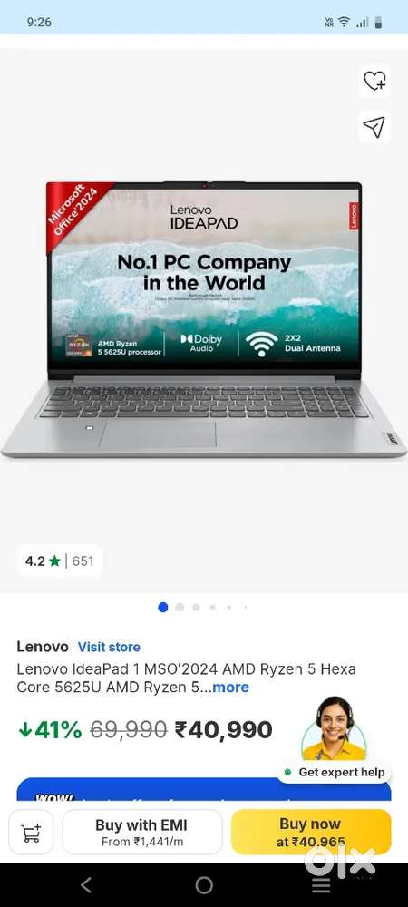 Lenovo IdeaPad 1 (15ALC7), purchased on July 18th