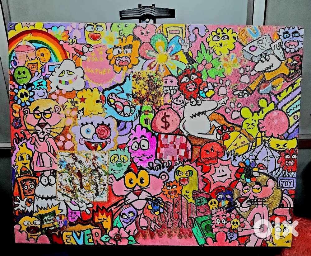 Pink panther doodle painting