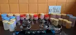 Big steel vessel, Vidiem 4 burner stove, 25 masala boxes, Onion basket