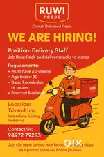 Packing cum Delivery Boys Wanted  – 2-Wheeler Must, Age Below 30
