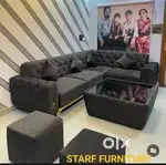 L shape sofa set with designing handle and back with pillow