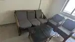 Cane sofa with table