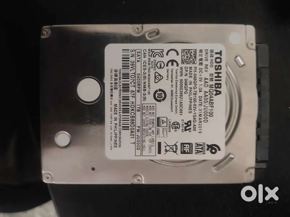 Toshiba 1TB Laptop HDD – Perfect Working – 2.5 SATA – 5400RPM