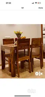 Solid wood dining table with chairs
