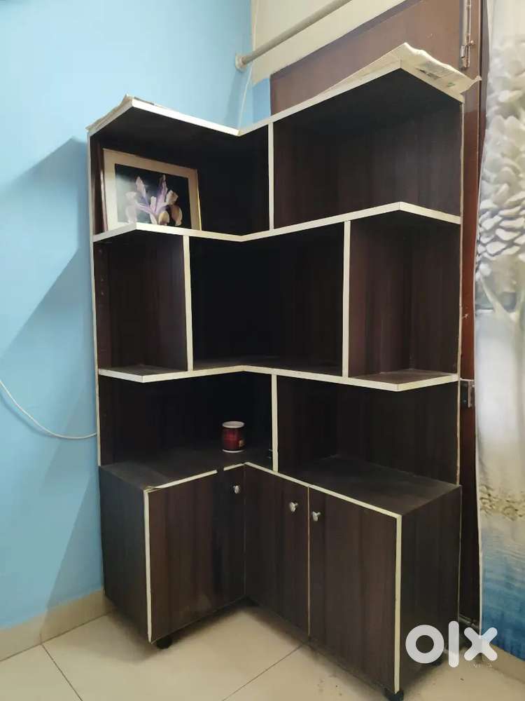 Corner Wooden Shelf with Cabinets – Great for Storage & Display