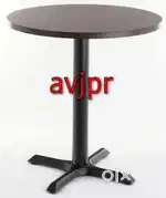 New Round Cafe Table  Stylish Wooden Top & Metal Base   restaurant