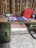 Iron table with wooden top