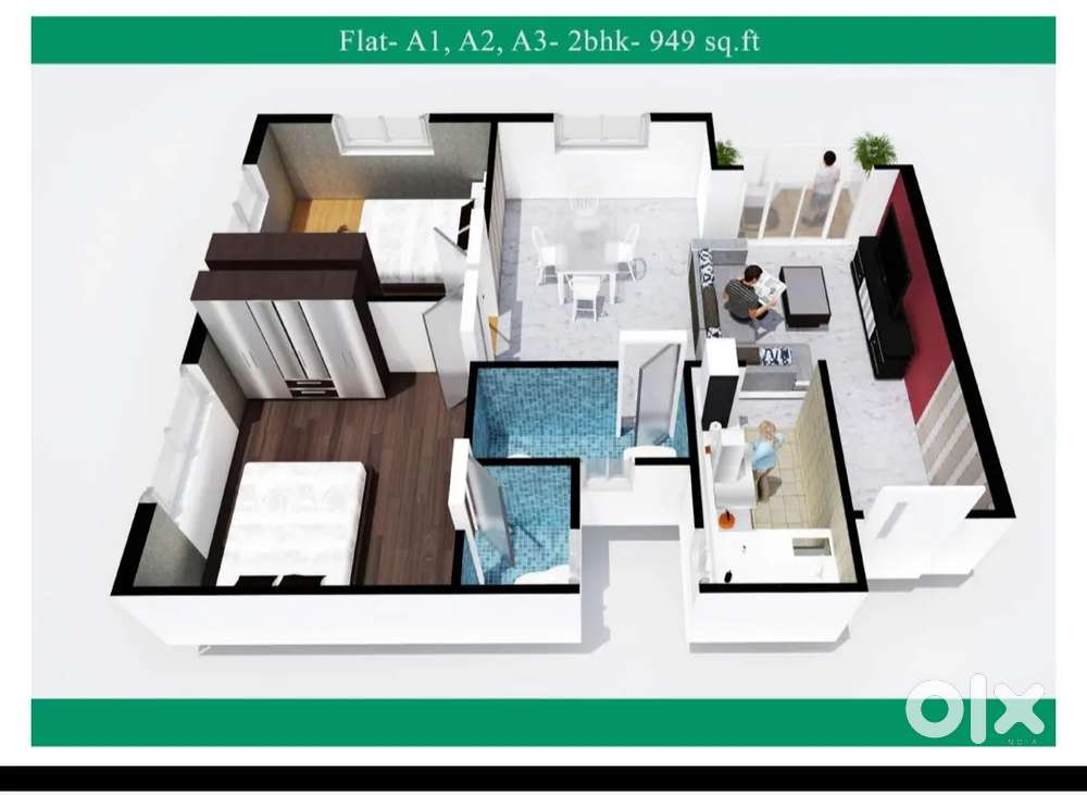 Spacious 2BHK Ready To Move Flat For Sale