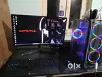 27 inches curved monitor and gull setup computer  cpu, headset,