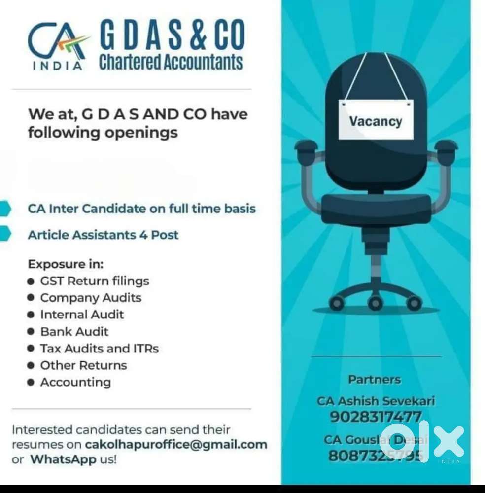 Articles Audit Assistant in CA Firm