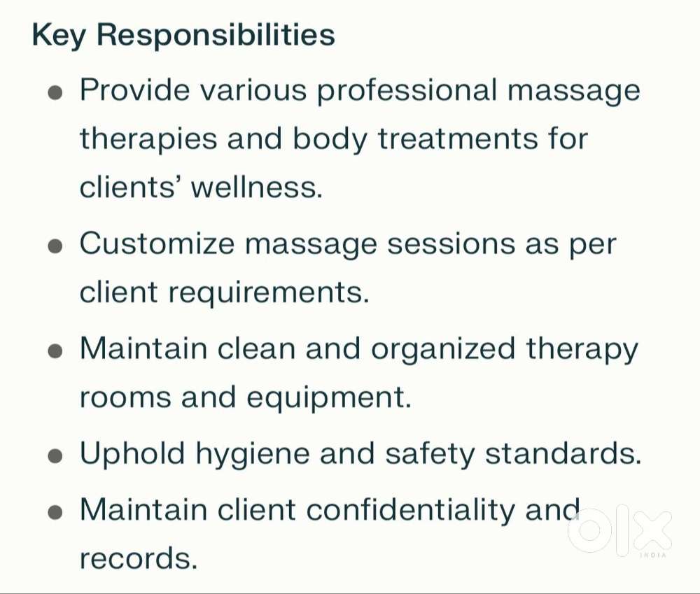 Female Massage Therapist (Fresher/Experienced) – Part-time/Full-time