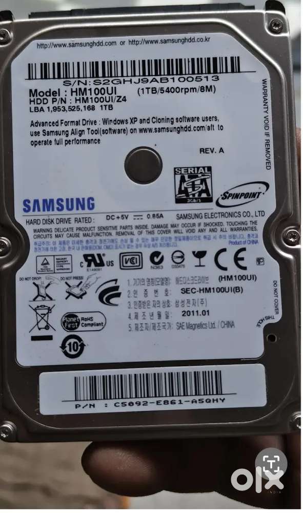 Samsung 1TB hard disc 2.5 inches