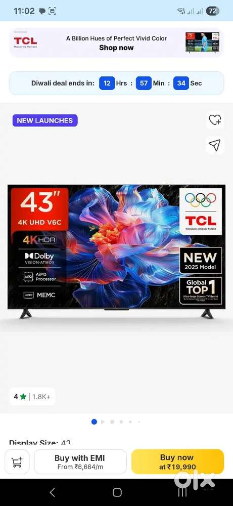 TCL (43 inch) ultra HD 4k led smart google
