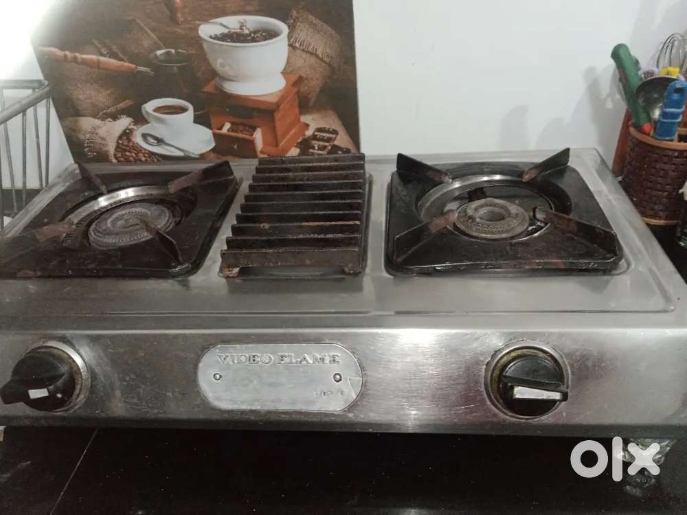 Heavy body stainless steel double burner gas chula working 9month use