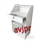 New White Cash Counter Reception Table with Drawer – cafe furniture
