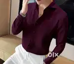 Premium Slim Fit Maroon Textured Shirt For Men  Casual & Party Wear