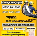 Uber rapido driving job be you are own boss bike and cab registration