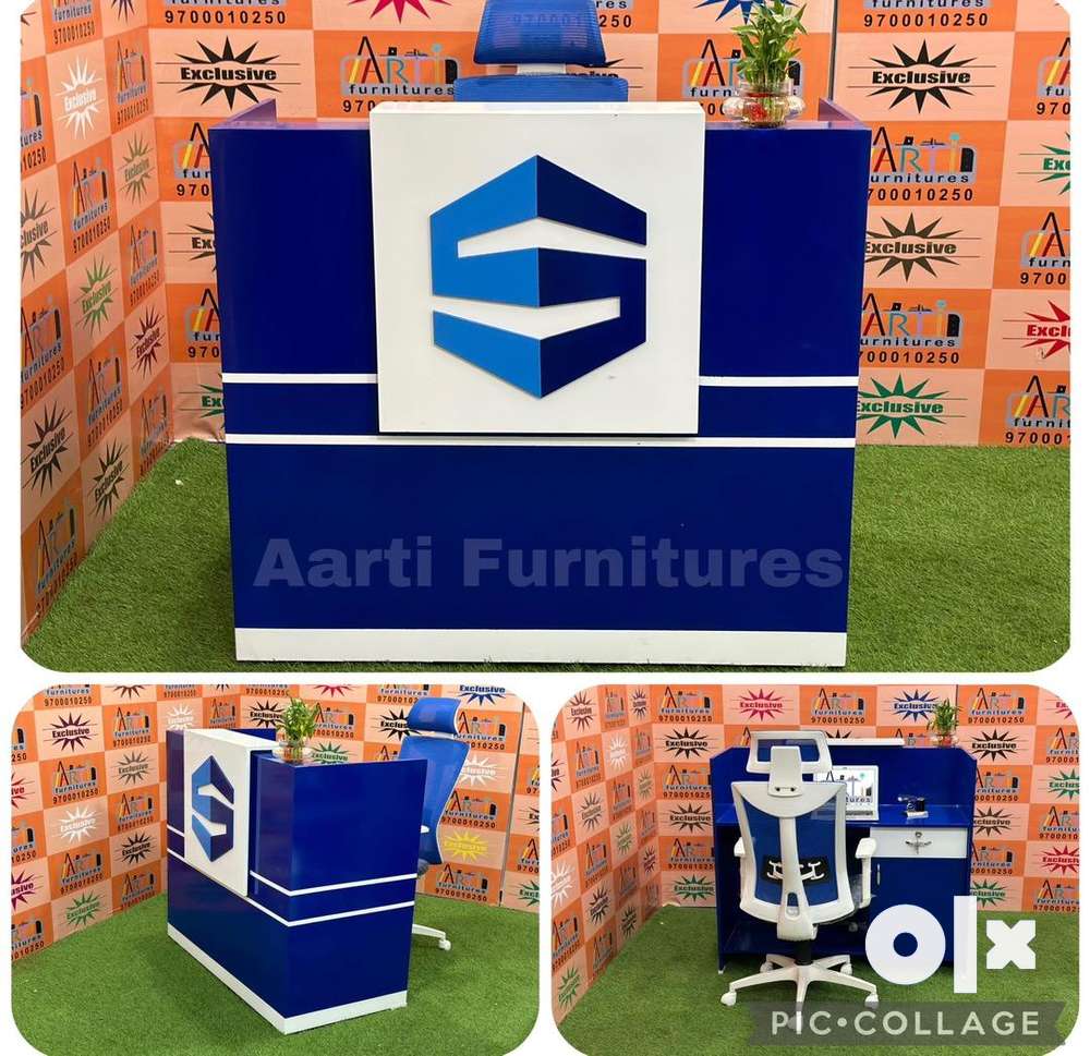 4/2 feet reception tables cash counter with logo office tables chairs