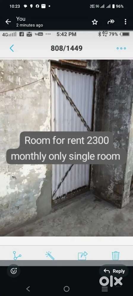 Room for rent 2300 / rs monthly  single room only