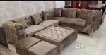 L shape sofa and designing handle and beautiful colour and pillow