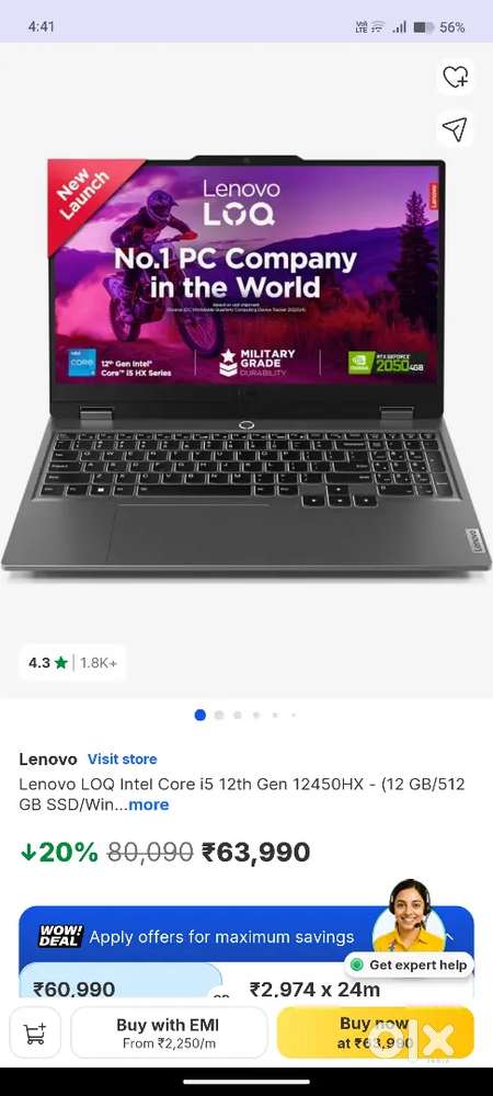 Lenovo Loq i5 12gen laptop