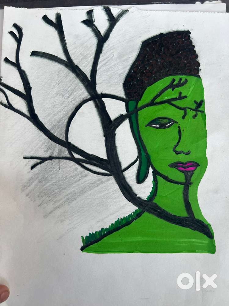 Drawing of Buddha and drawing of radha Krishna