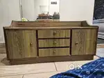 Dressing wooden table with sitting and storage