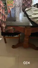 Teak wood Dining table, Fridge 240 ltr and steel Almirah