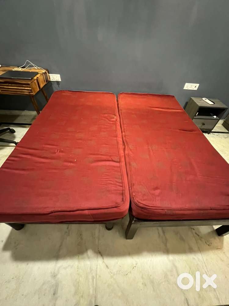 Two 6x3 ft Wooden Beds with Mattress