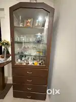Wooden Almirah with glass partition and drawers