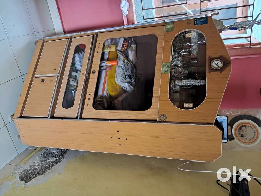 Durable Wooden Showcase Cabinet with Glass Doors & Storage