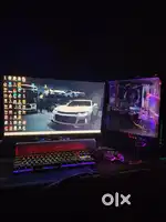Gaming and editing pc whole setup with monitor and keyboard