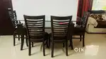 Dining Table with Premium Glass Top & 6 Chairs – For Sale