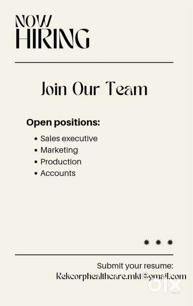 We are hiring sales executive staff