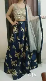 Designer Navy Blue Lehenga with Golden Embroidery – Like New