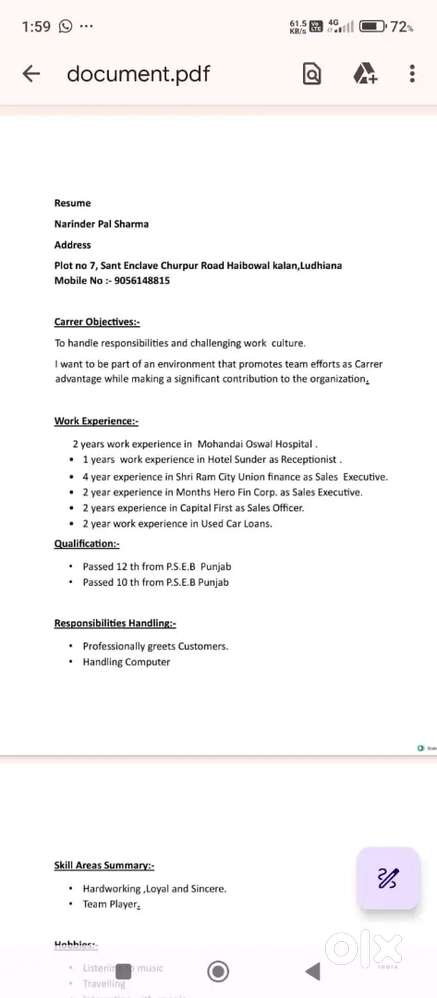 Job di jarrurt Hai.consultant reply na karan