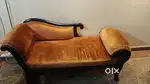 Vintage Wooden Couch with Velvet Upholstery – Classic Royal Look