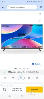 Acer 43 inch FHD brand new tv only 4 month old
