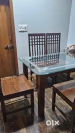6 seater dining table with solid glass top