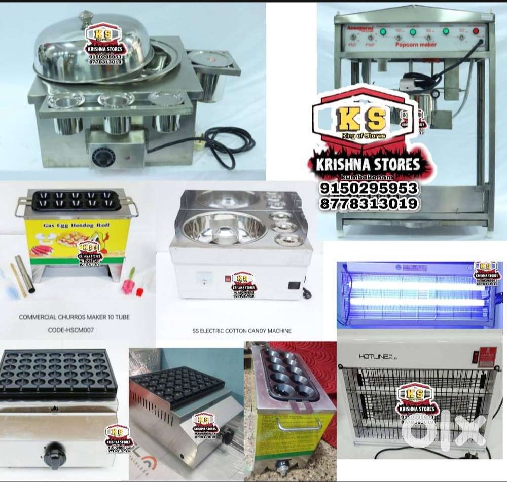 Deep fryer,egg roll,sandwich,puff heater,pop corn,cotton candy,waffle
