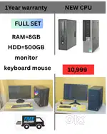 Ram - 8GB DDR3  Hard Disk - 500GB  Keyboard Mouse  Basic Software  1-