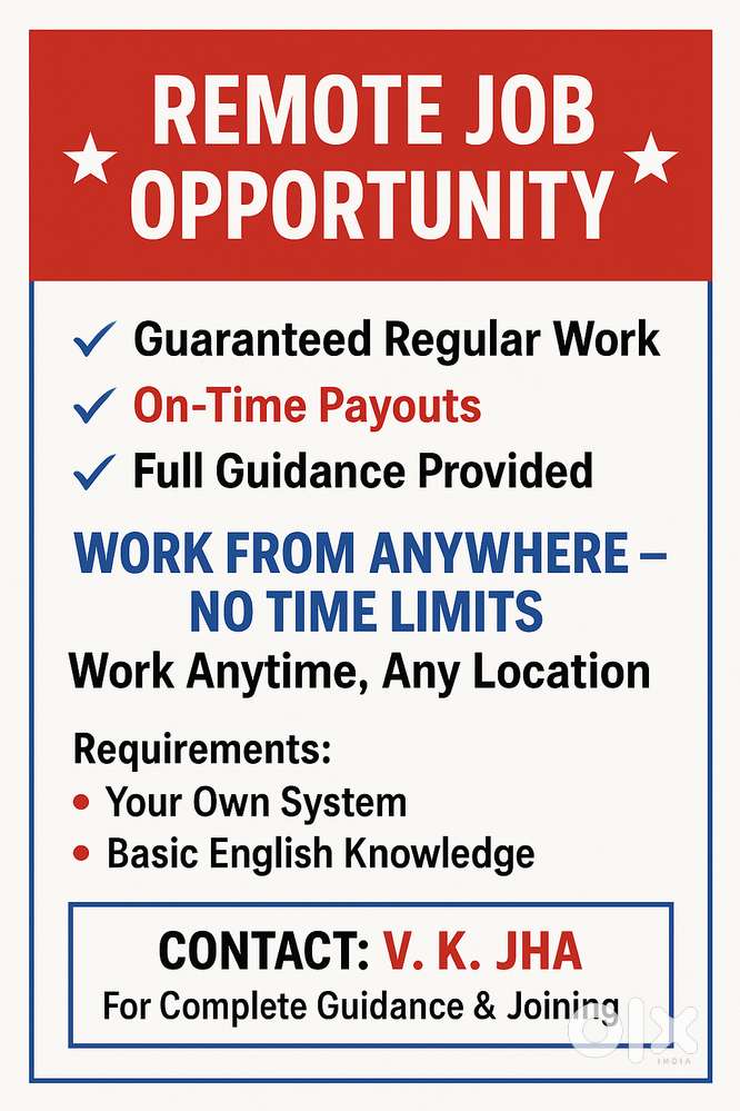 Work From Home - Easy & Reliable Job Opportunity  Guaranteed regular