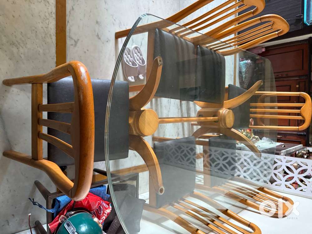 Glass Dining Table with 6 Chairs