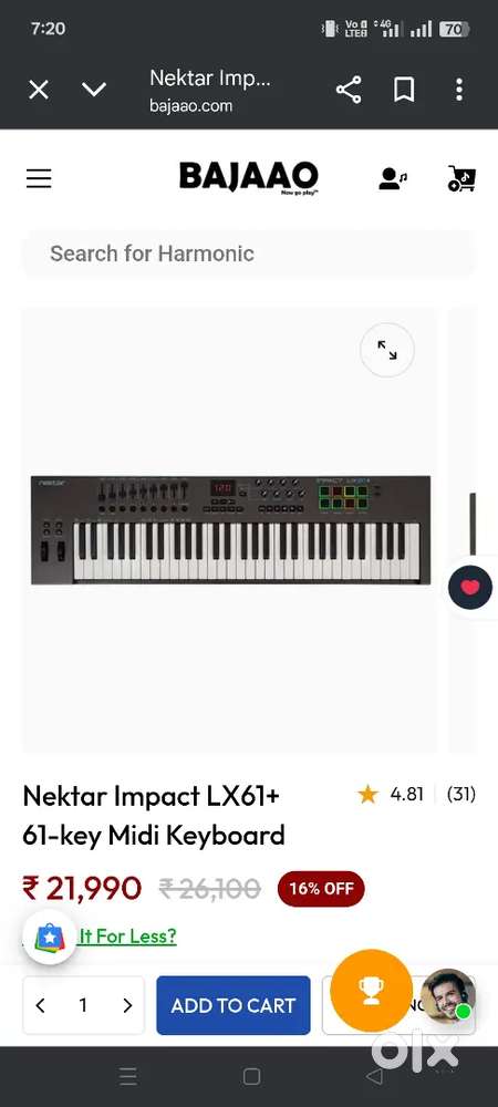 22000 ka lia tha 63 keeys Midi keyboard bilkul New candishon