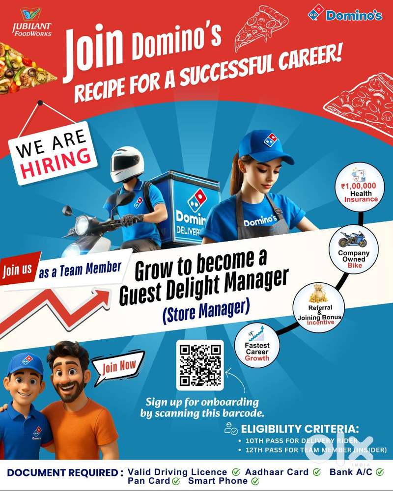 We are looking for team as Flexi(Restaurant Staff) at Dominos.